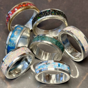 Silver inlay rings made made at BENCHspace silversmithing jewellery school