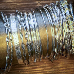 Range of silver Patterned Bangles made at BENCHspace