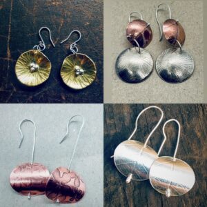 Silver and copper Earrings made at BENCHspace