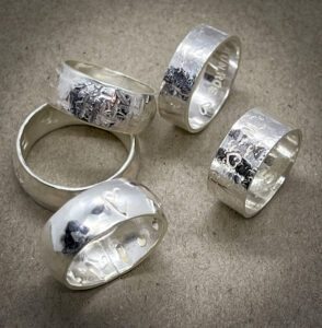 Silver Hammered and Stamped Rings made at BENCHspace