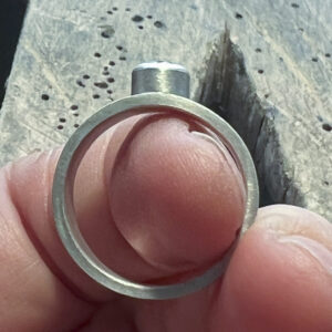 Silver ring made at BENCHspace Stone setting With Marlies White workshop