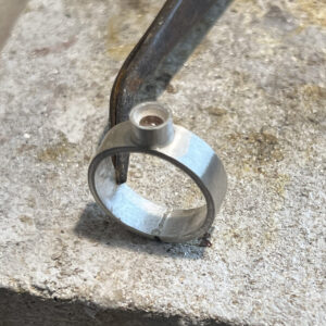 Silver ring made at BENCHspace Stone setting With Marlies White workshop.2
