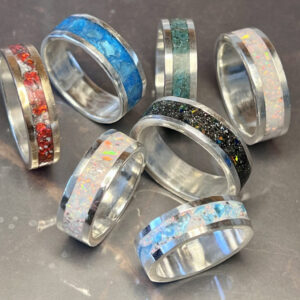 Sparkling rings made at silver Inlay Rings workshop with BENCHspace.2