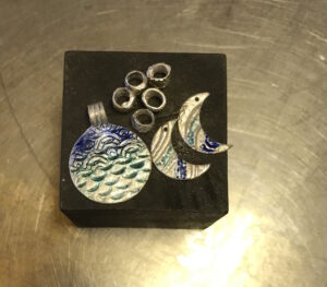 students work enamelling on silver